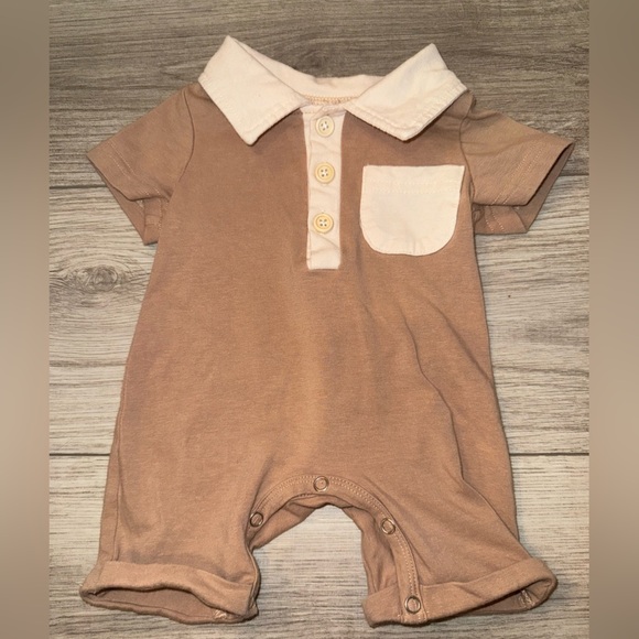 Other - Tan Baby Romper with light tan Collar